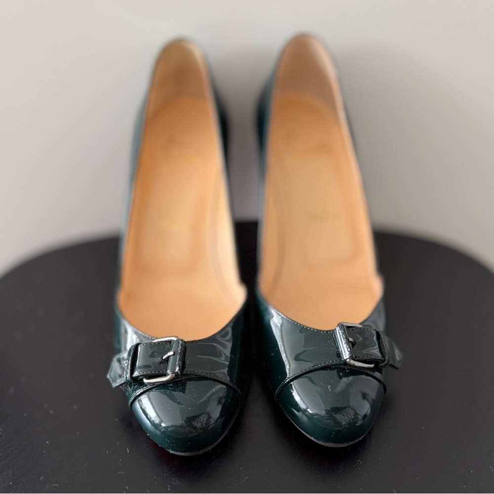 Christian Louboutin Dark Green Patent Leather Lilibelt 85 Pumps - US 6 (36) NWT - Picture 4 of 8